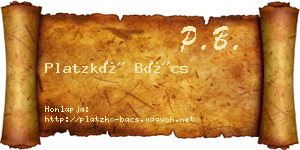 Platzkó Bács névjegykártya